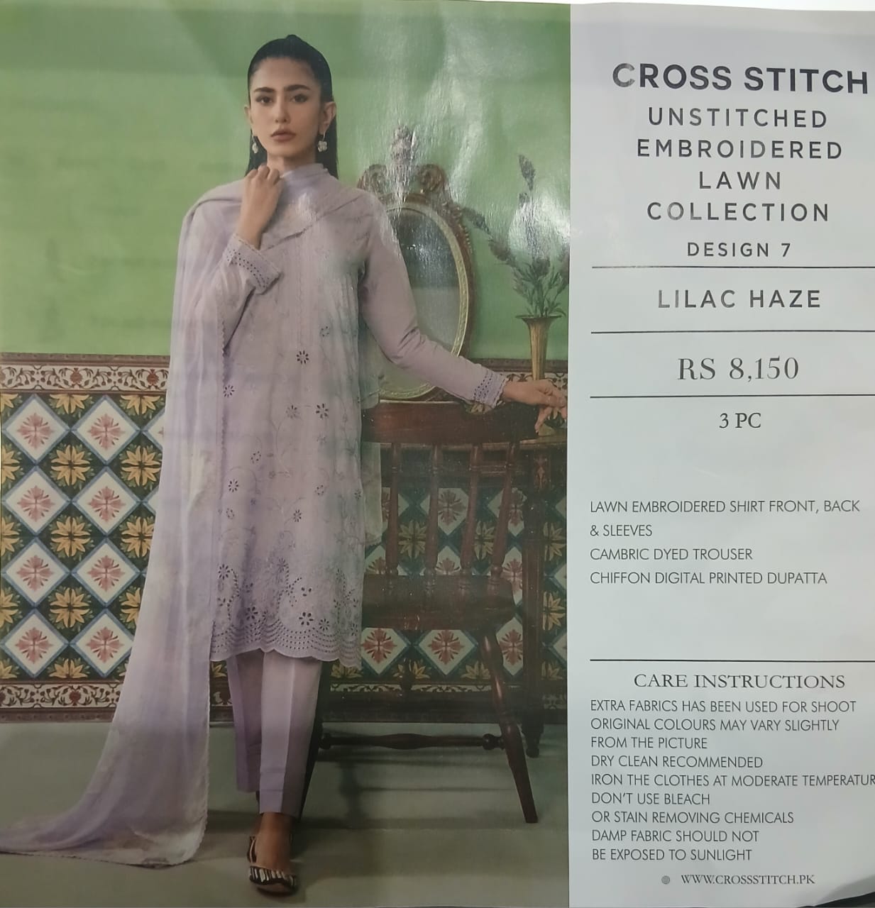 CROSS STITCH 3pc embroidered lawn suit