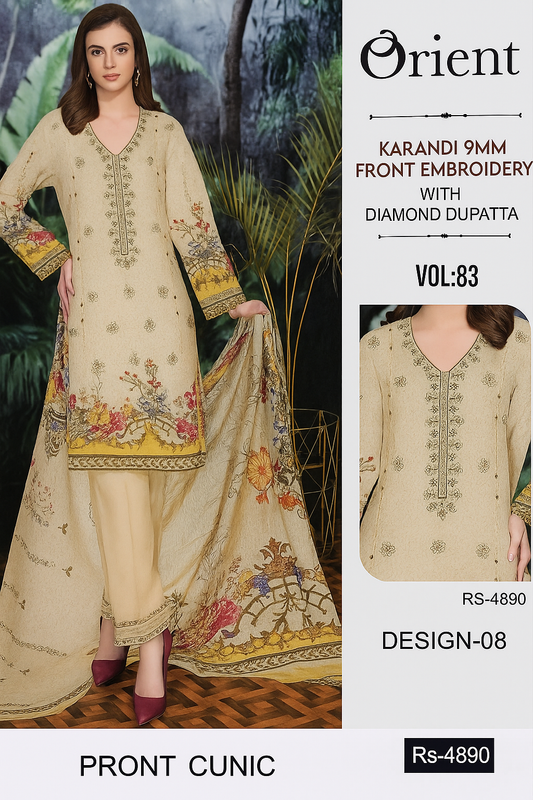 ORIENT 3pc embroidered karandi suit
