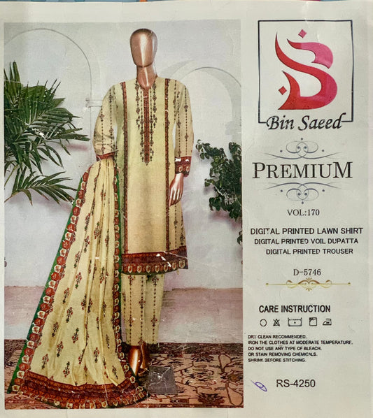3 pc printed lawn suit