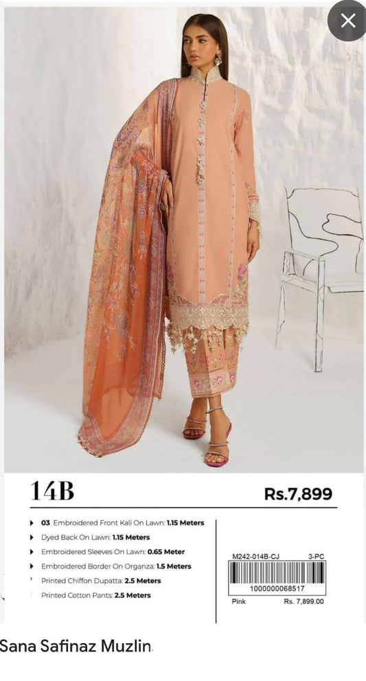 embroidered 3 pc lawn suit by SANA SAFINAZ