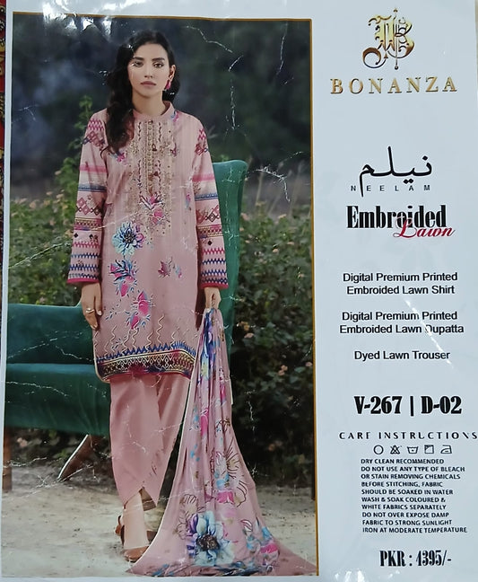 3pc embroidered lawn suit